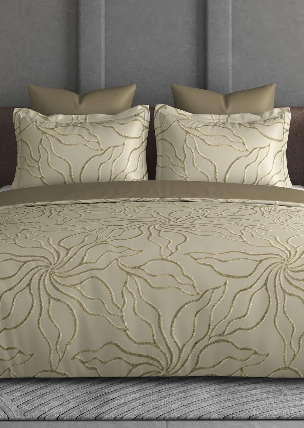 Leaf Tale Collection | 100% Cotton | Floral Design (108"x108"/274cmx274cm) | 600TC Superking Bedsheet view 6