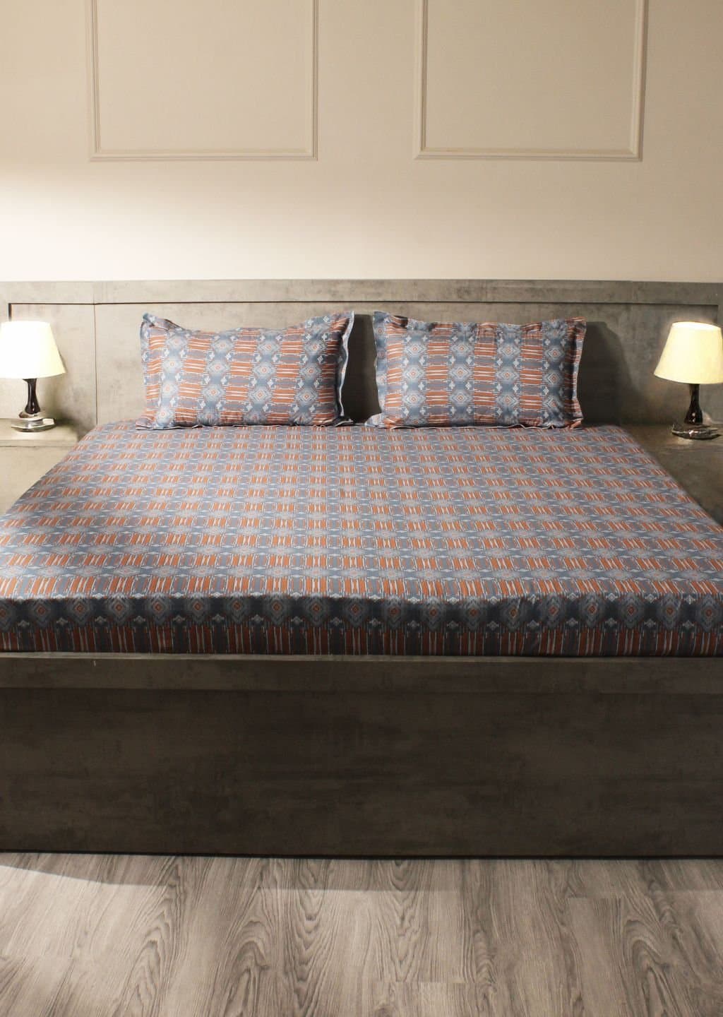 Essentials | 100% Cotton | Geometric Design (108"x108"/274cmx274cm) | 144TC Superking Bedsheet view 17