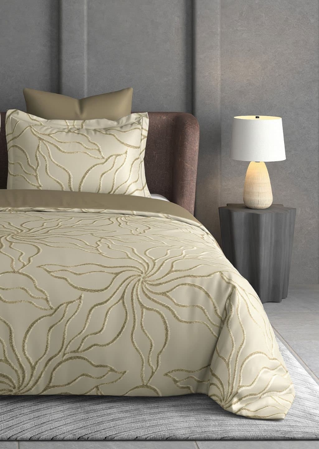 Leaf Tale Collection | 100% Cotton | Floral Design (108"x108"/274cmx274cm) | 600TC Superking Bedsheet view 8