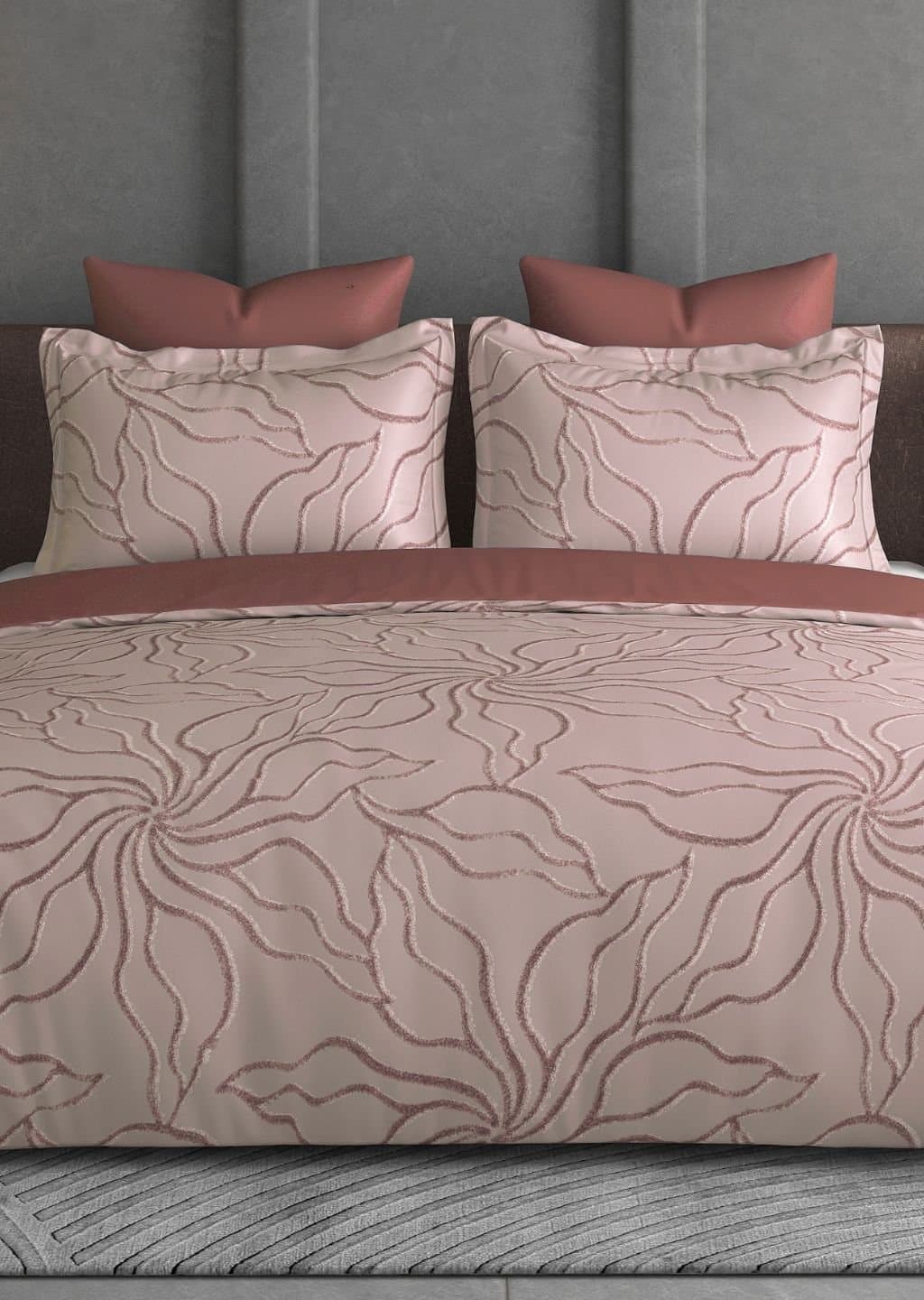 Leaf Tale Collection | 100% Cotton | Floral Design (108"x108"/274cmx274cm) | 600TC Superking Bedsheet