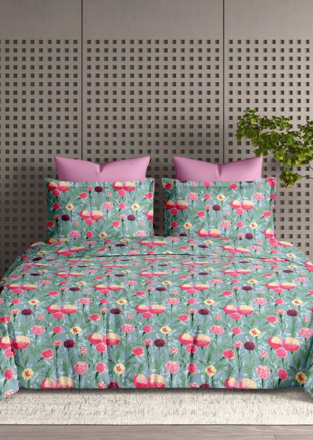 Satiny | 100% Cotton | Floral Design (108"x108"/274cmx274cm) | 144TC Superking Bedsheet