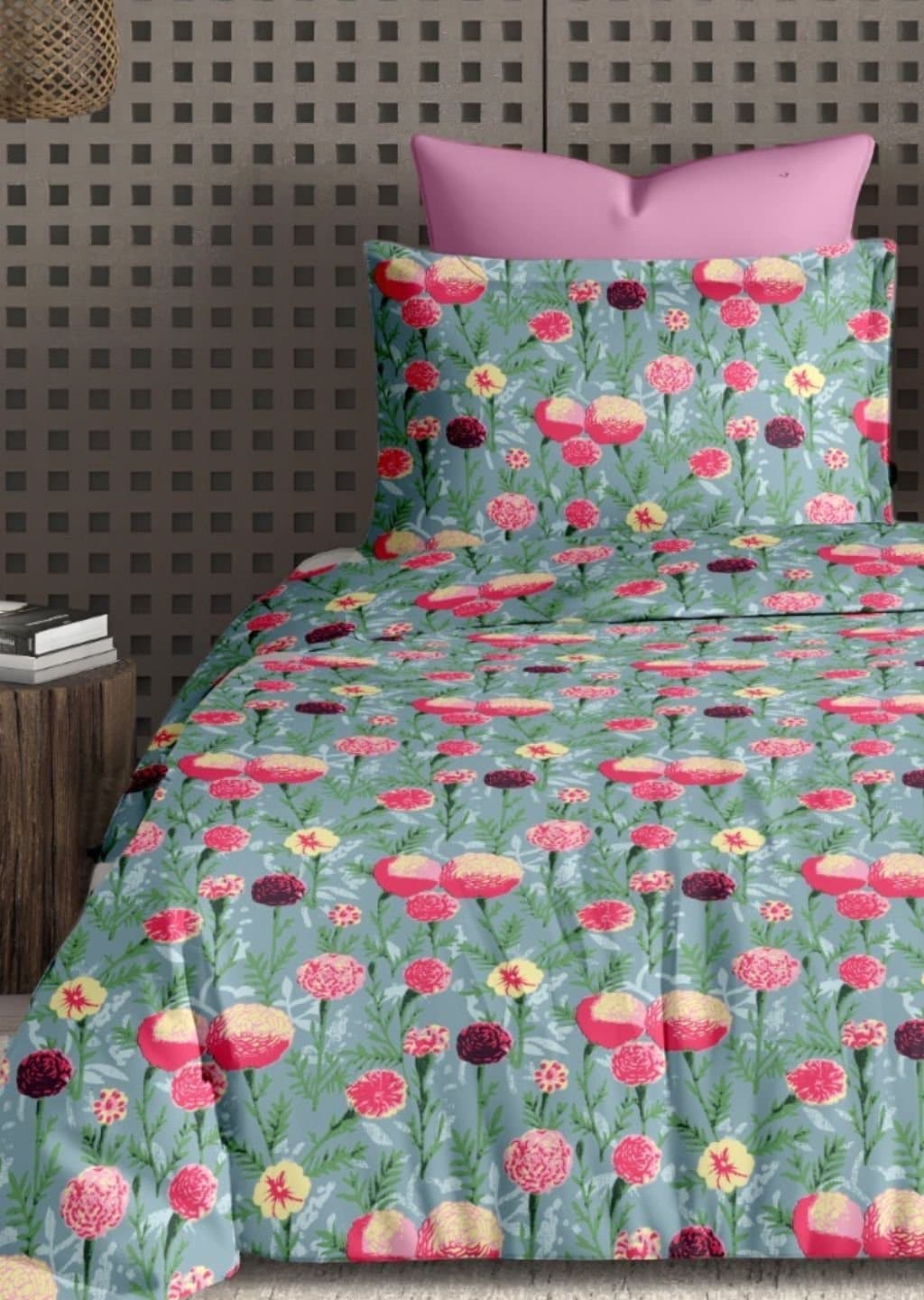 Satiny | 100% Cotton | Floral Design (108"x108"/274cmx274cm) | 144TC Superking Bedsheet view 3