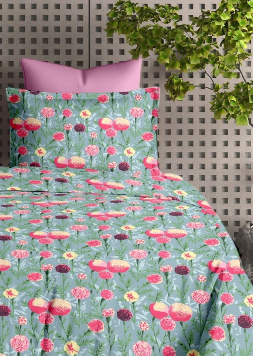 Satiny | 100% Cotton | Floral Design (108"x108"/274cmx274cm) | 144TC Superking Bedsheet view 4