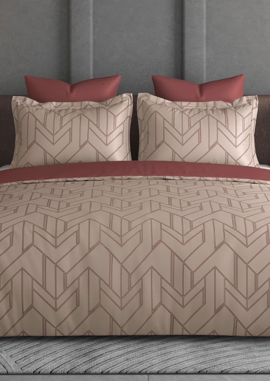Leaf Tale Collection | 100% Cotton | Geometric Design (108"x108"/274cmx274cm) | 600TC Superking Bedsheet view 6