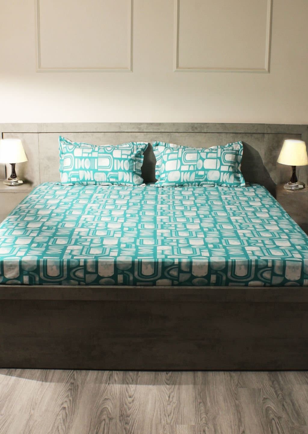 Essentials | 100% Cotton | Geometric Design (108"x108"/274cmx274cm) | 144TC Superking Bedsheet view 17