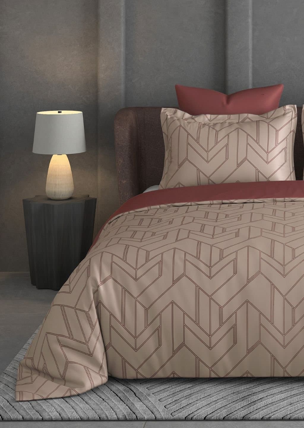 Leaf Tale Collection | 100% Cotton | Geometric Design (108"x108"/274cmx274cm) | 600TC Superking Bedsheet view 7