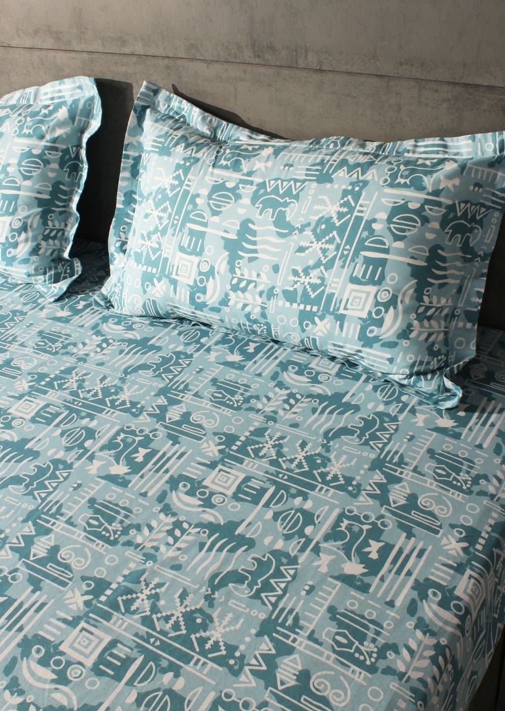 Essentials | 100% Cotton | Geometric Design (108"x108"/274cmx274cm) | 144TC Superking Bedsheet view 8