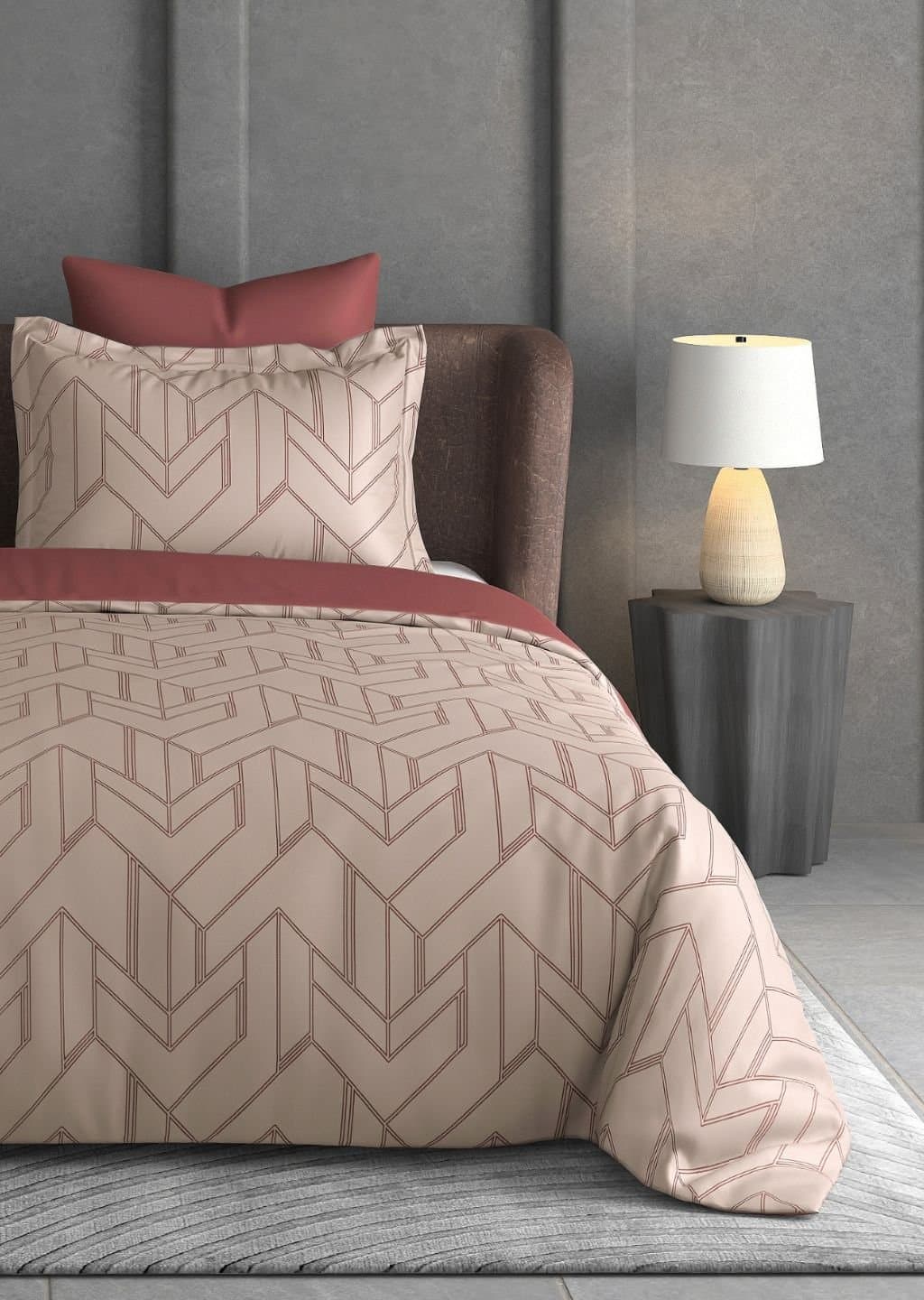 Leaf Tale Collection | 100% Cotton | Geometric Design (108"x108"/274cmx274cm) | 600TC Superking Bedsheet view 8