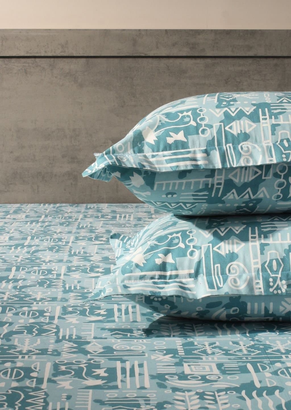 Essentials | 100% Cotton | Geometric Design (108"x108"/274cmx274cm) | 144TC Superking Bedsheet view 9