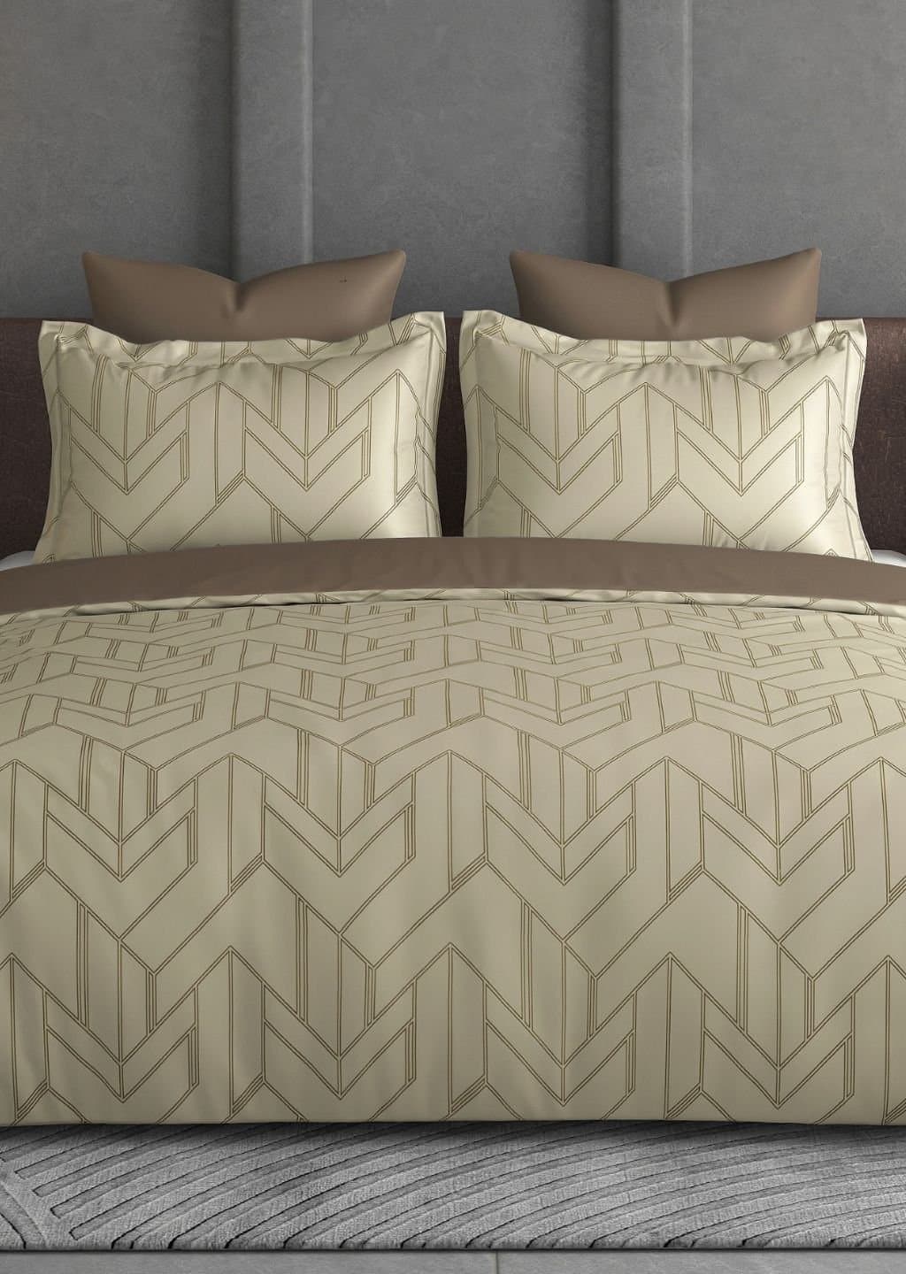 Leaf Tale Collection | 100% Cotton | Geometric Design (108"x108"/274cmx274cm) | 600TC Superking Bedsheet view 10