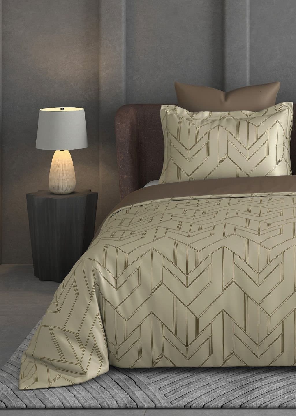 Leaf Tale Collection | 100% Cotton | Geometric Design (108"x108"/274cmx274cm) | 600TC Superking Bedsheet view 11