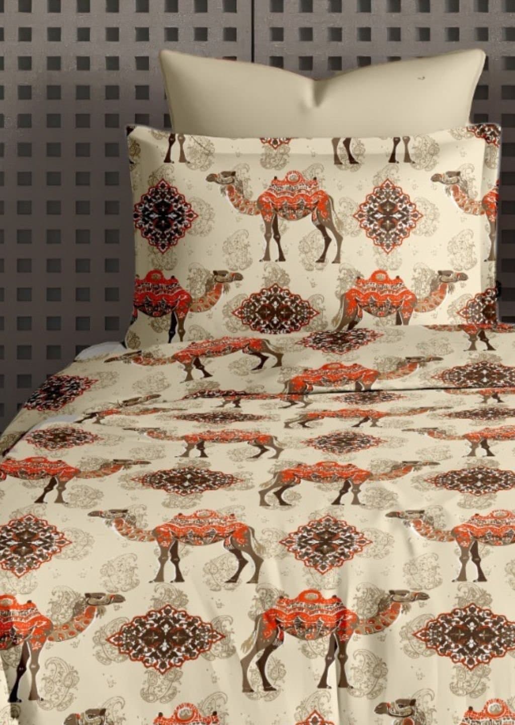 Satiny | 100% Cotton | Camel Design (108"x108"/274cmx274cm) | 144TC Superking Bedsheet view 3