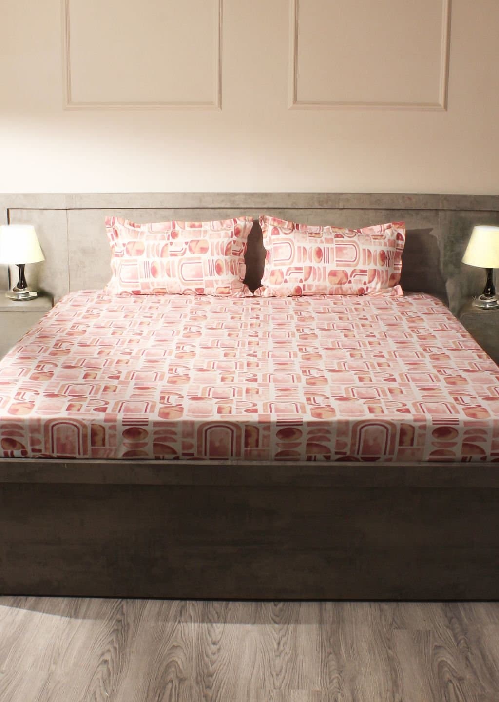 Essentials | 100% Cotton | Geometric Design (108"x108"/274cmx274cm) | 144TC Superking Bedsheet view 7