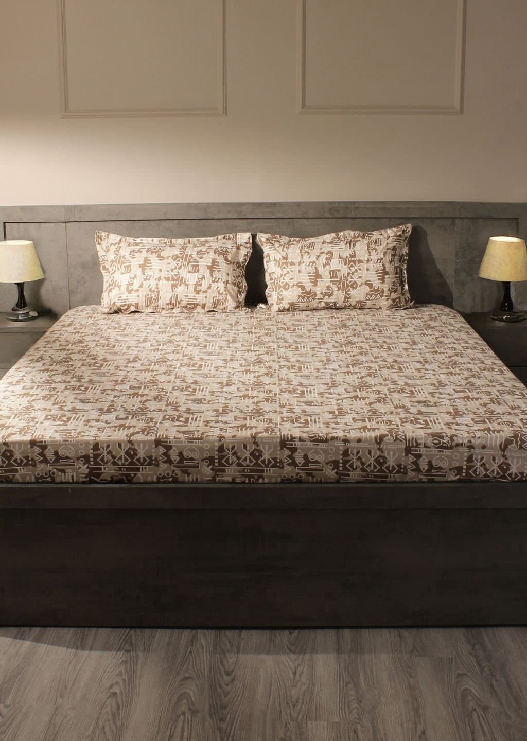 Essentials | 100% Cotton | Geometric Design (108"x108"/274cmx274cm) | 144TC Superking Bedsheet view 17