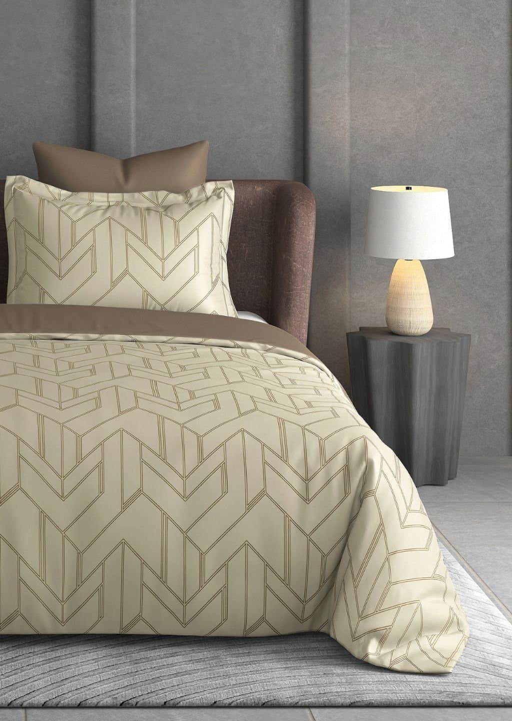 Leaf Tale Collection | 100% Cotton | Geometric Design (108"x108"/274cmx274cm) | 600TC Superking Bedsheet view 12