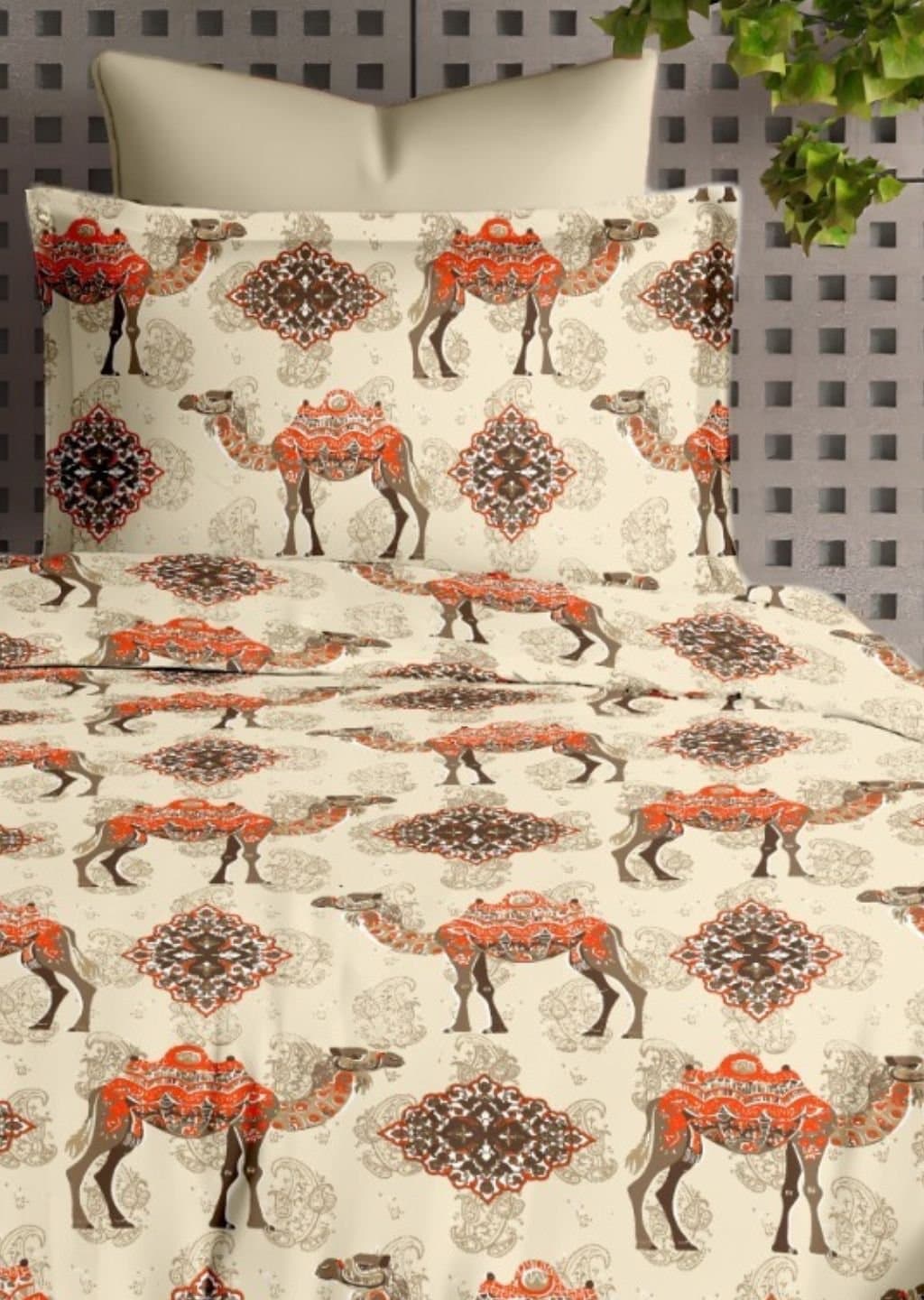 Satiny | 100% Cotton | Camel Design (108"x108"/274cmx274cm) | 144TC Superking Bedsheet view 4