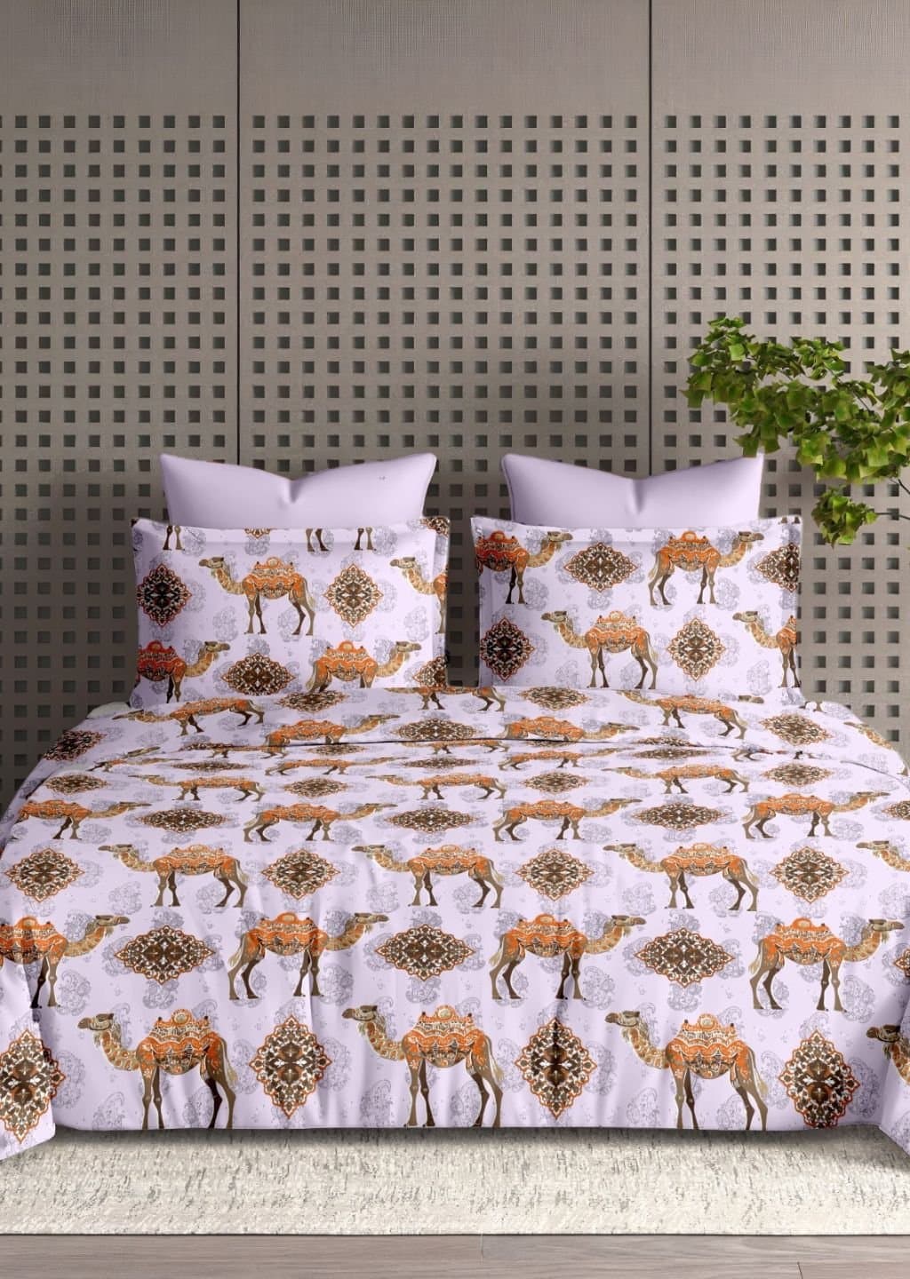 Satiny | 100% Cotton | Camel Design (108"x108"/274cmx274cm) | 144TC Superking Bedsheet view 6