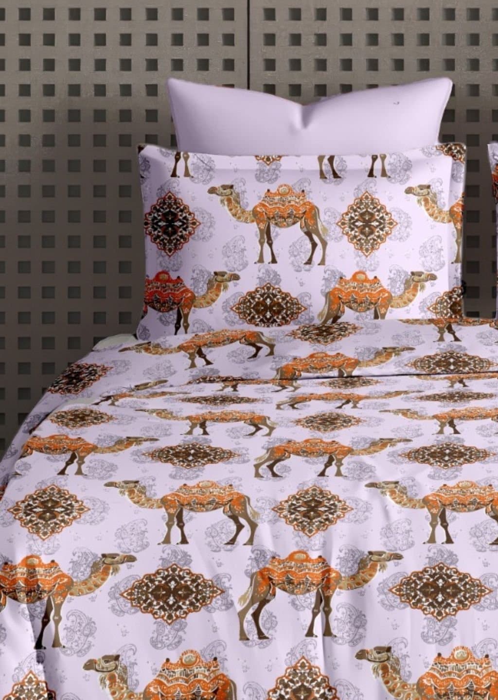 Satiny | 100% Cotton | Camel Design (108"x108"/274cmx274cm) | 144TC Superking Bedsheet view 7