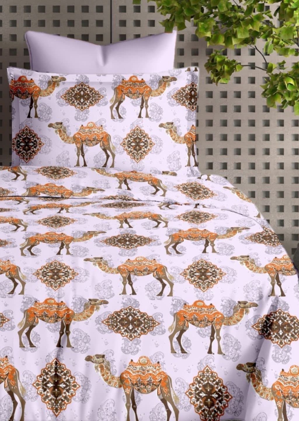 Satiny | 100% Cotton | Camel Design (108"x108"/274cmx274cm) | 144TC Superking Bedsheet view 8