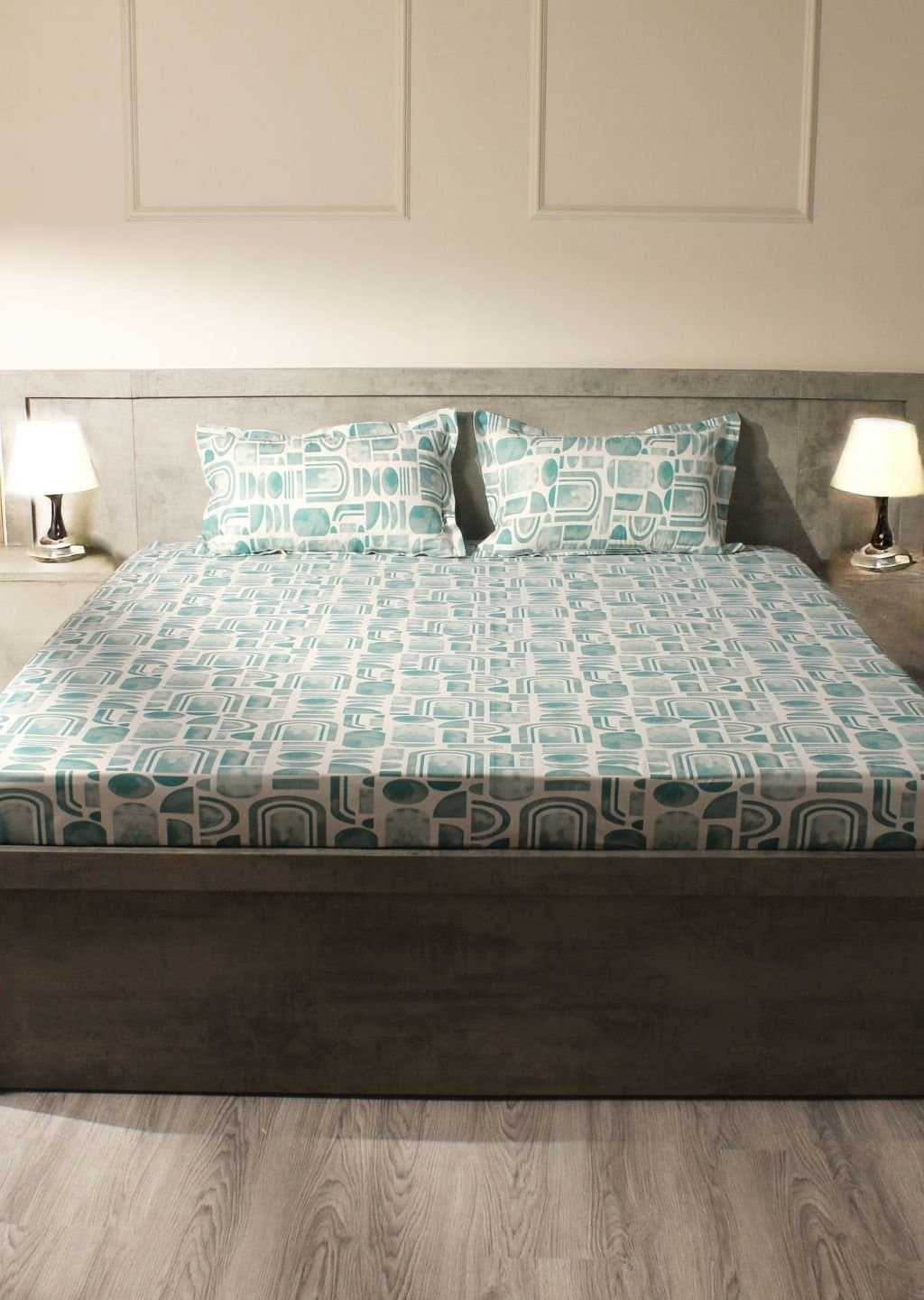 Essentials | 100% Cotton | Geometric Design (108"x108"/274cmx274cm) | 144TC Superking Bedsheet view 12