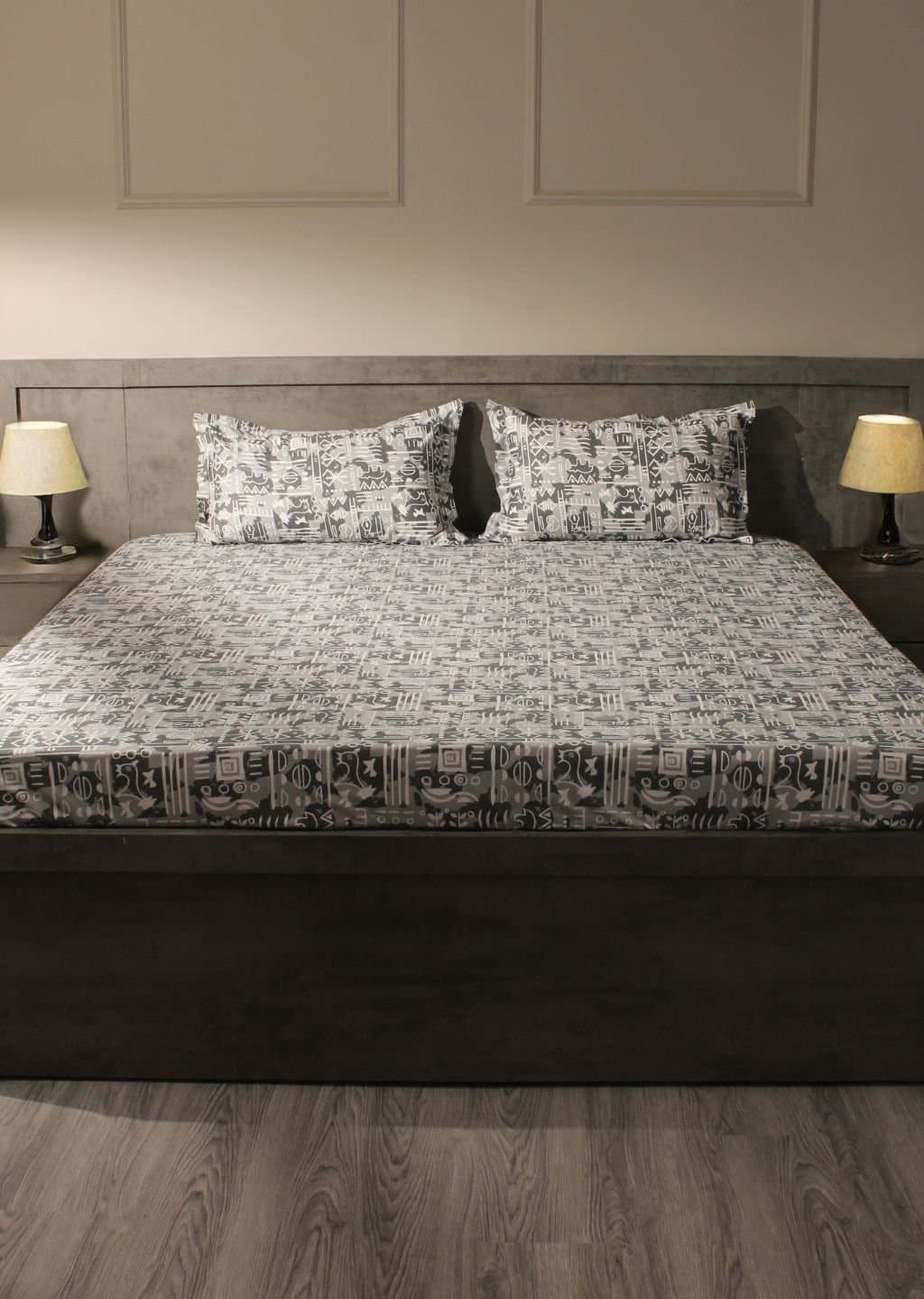 Essentials | 100% Cotton | Geometric Design (108"x108"/274cmx274cm) | 144TC Superking Bedsheet view 12