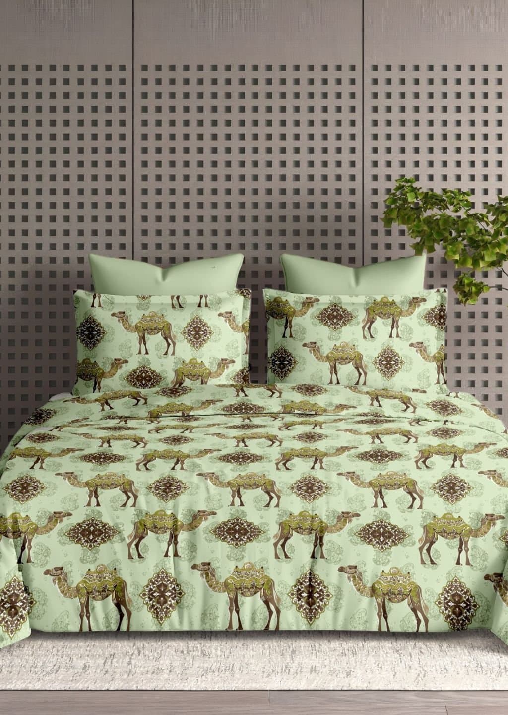Satiny | 100% Cotton | Camel Design (108"x108"/274cmx274cm) | 144TC Superking Bedsheet view 10