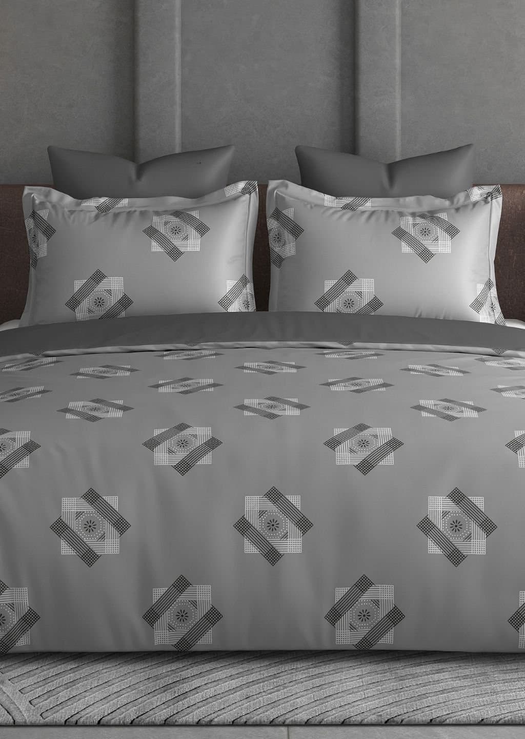 Leaf Tale Collection | 100% Cotton | Geometric Design (108"x108"/274cmx274cm) | 600TC Superking Bedsheet view 6