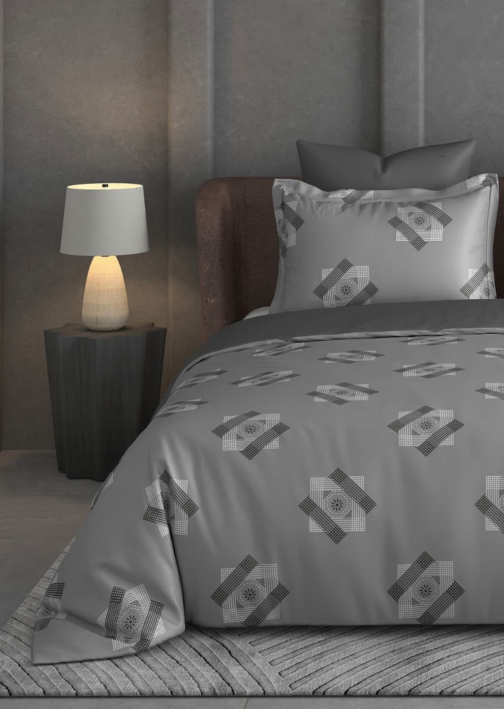 Leaf Tale Collection | 100% Cotton | Geometric Design (108"x108"/274cmx274cm) | 600TC Superking Bedsheet view 7
