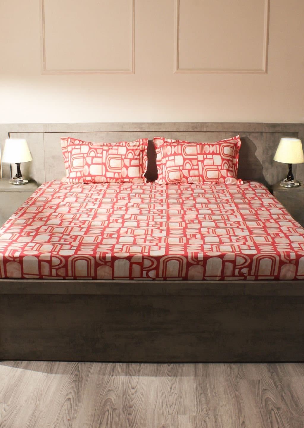 Essentials | 100% Cotton | Geometric Design (108"x108"/274cmx274cm) | 144TC Superking Bedsheet