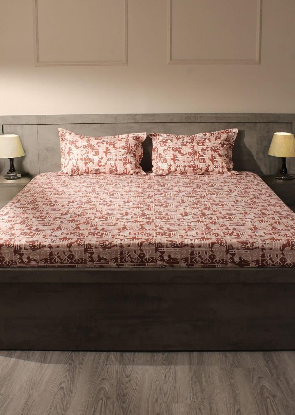 Essentials | 100% Cotton | Geometric Design (108"x108"/274cmx274cm) | 144TC Superking Bedsheet