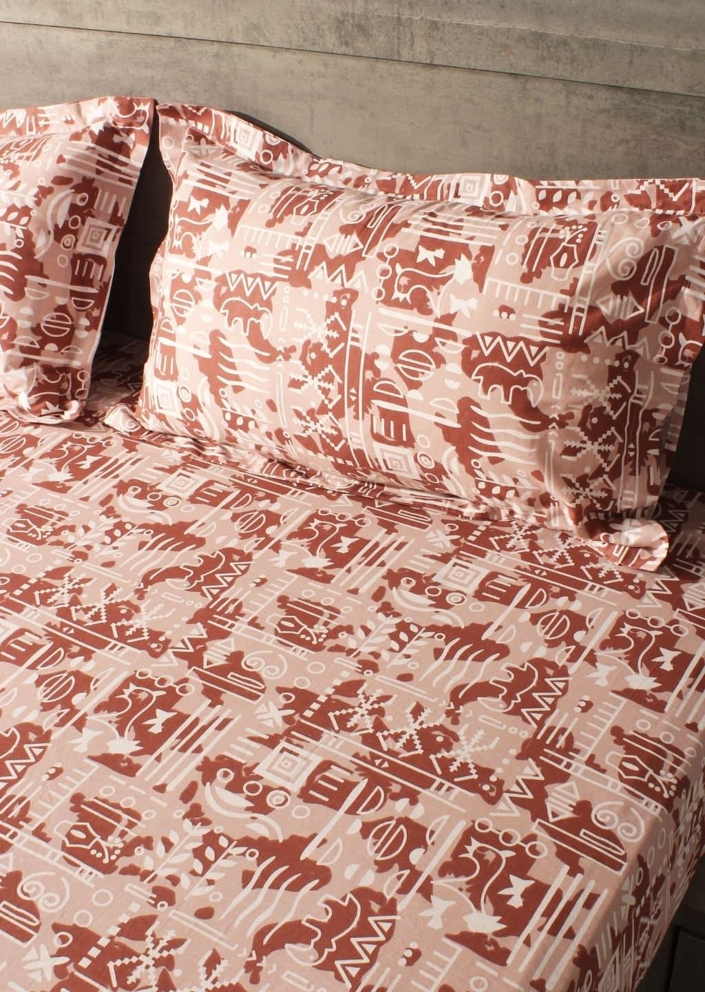 Essentials | 100% Cotton | Geometric Design (108"x108"/274cmx274cm) | 144TC Superking Bedsheet view 3