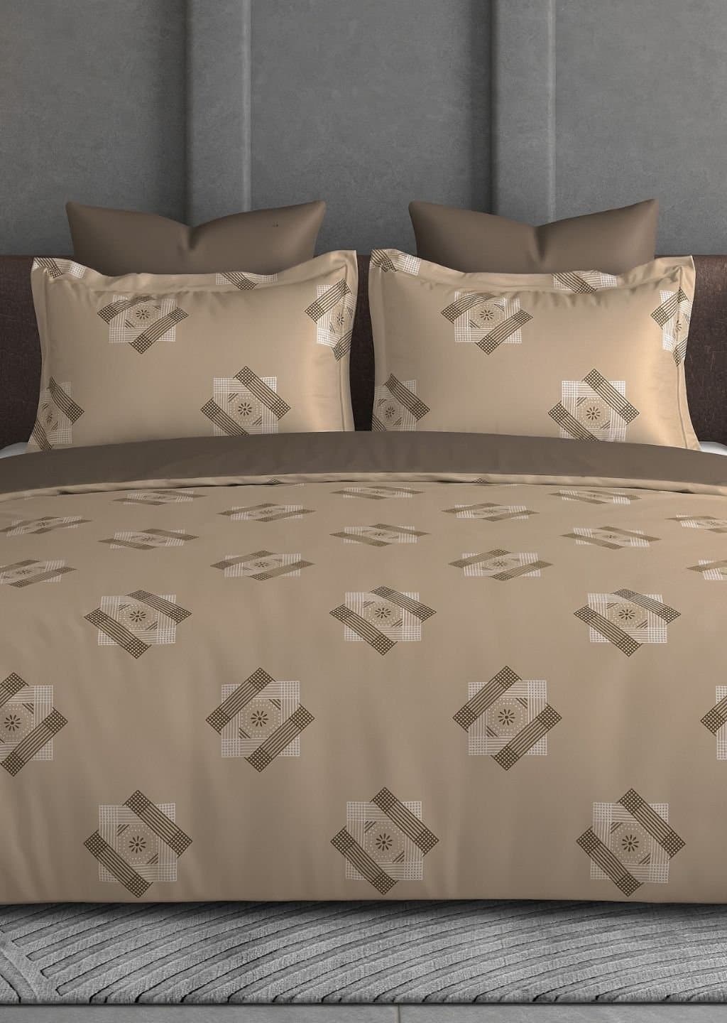 Leaf Tale Collection | 100% Cotton | Geometric Design (108"x108"/274cmx274cm) | 600TC Superking Bedsheet view 11
