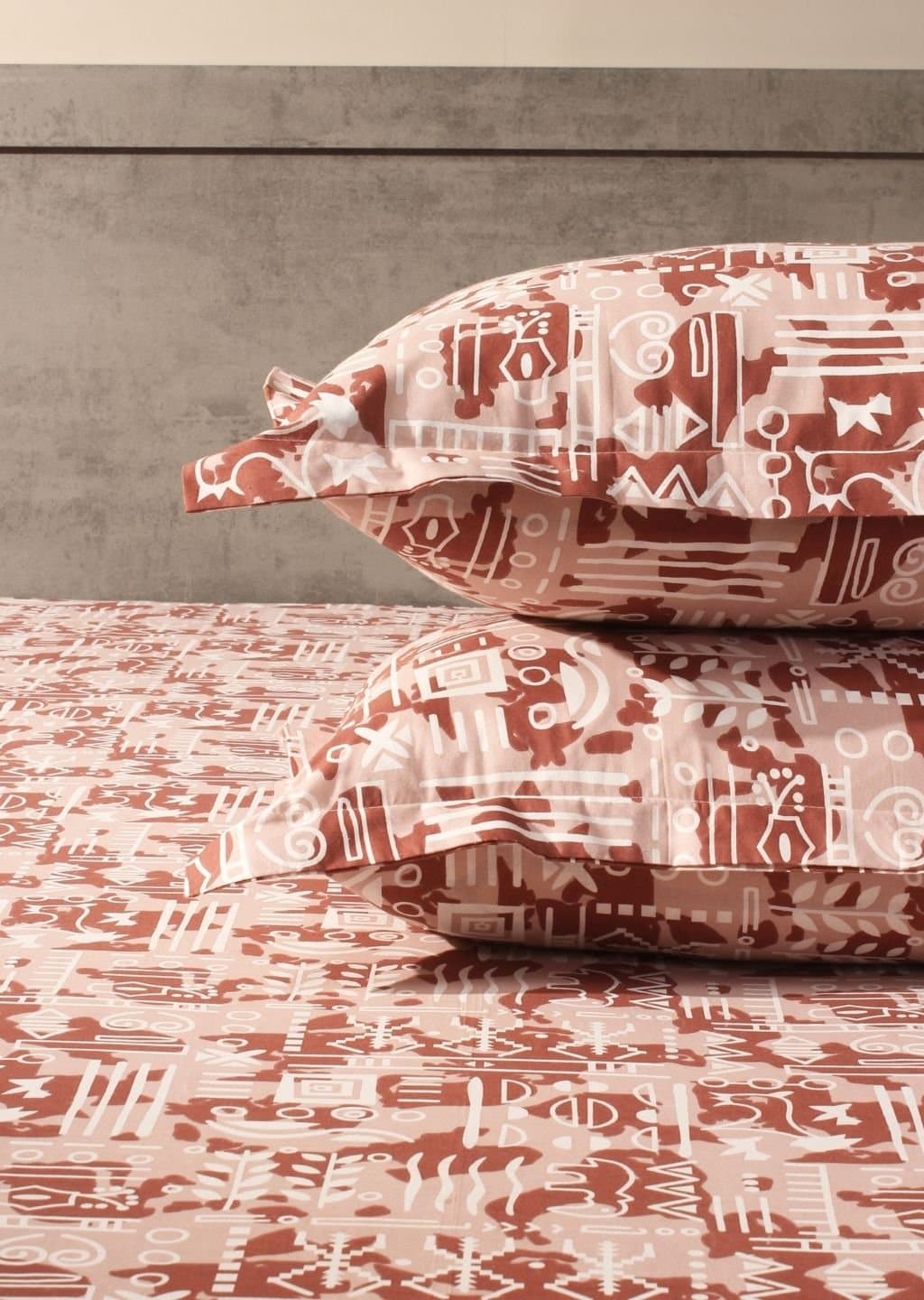 Essentials | 100% Cotton | Geometric Design (108"x108"/274cmx274cm) | 144TC Superking Bedsheet view 4