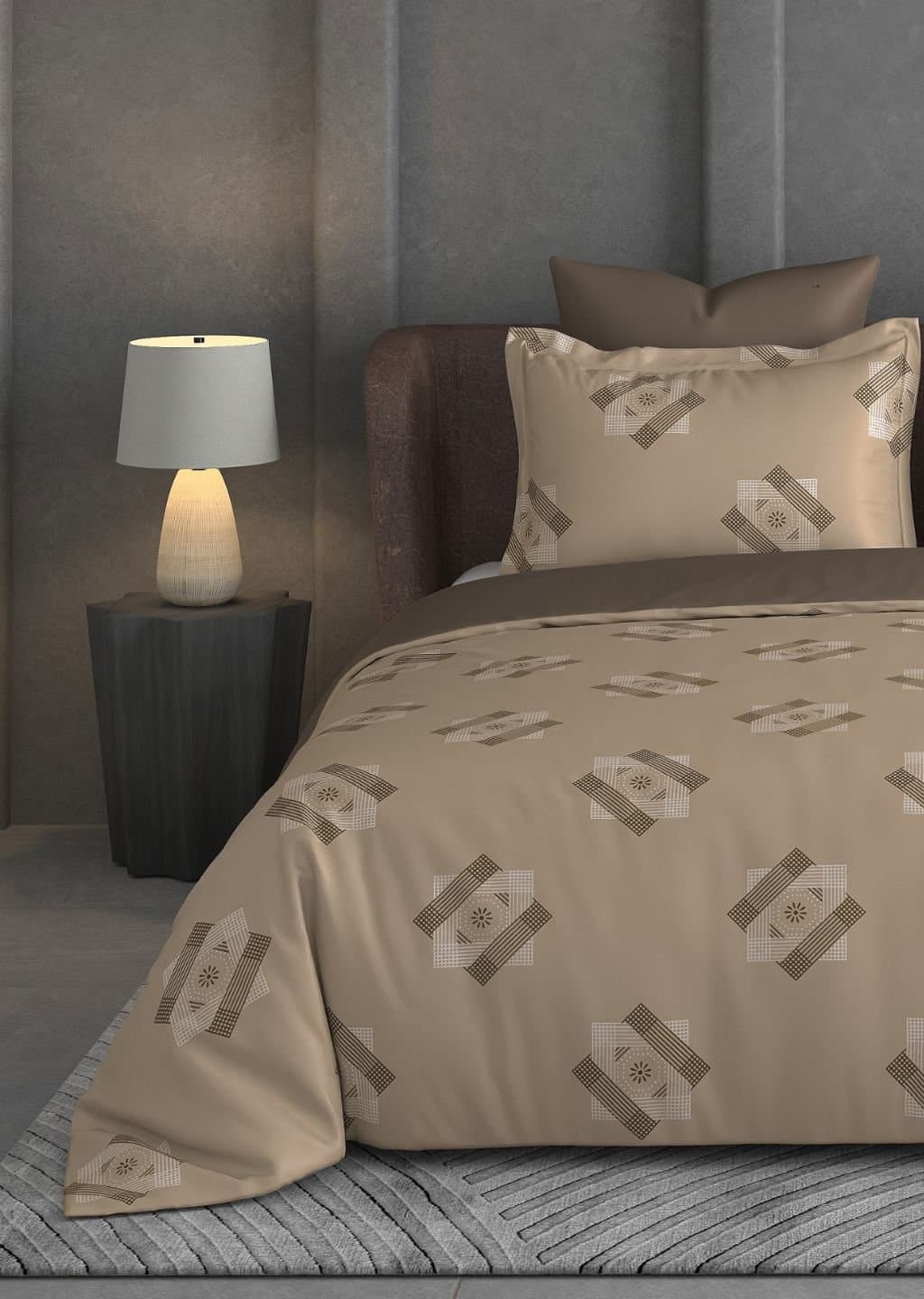 Leaf Tale Collection | 100% Cotton | Geometric Design (108"x108"/274cmx274cm) | 600TC Superking Bedsheet view 12