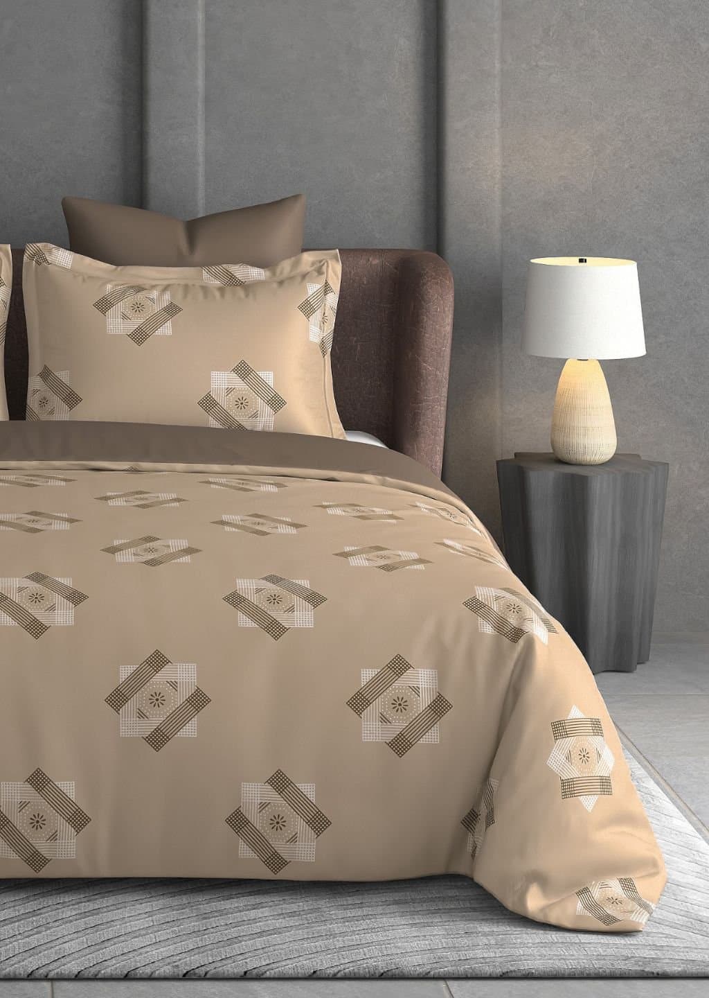Leaf Tale Collection | 100% Cotton | Geometric Design (108"x108"/274cmx274cm) | 600TC Superking Bedsheet view 13