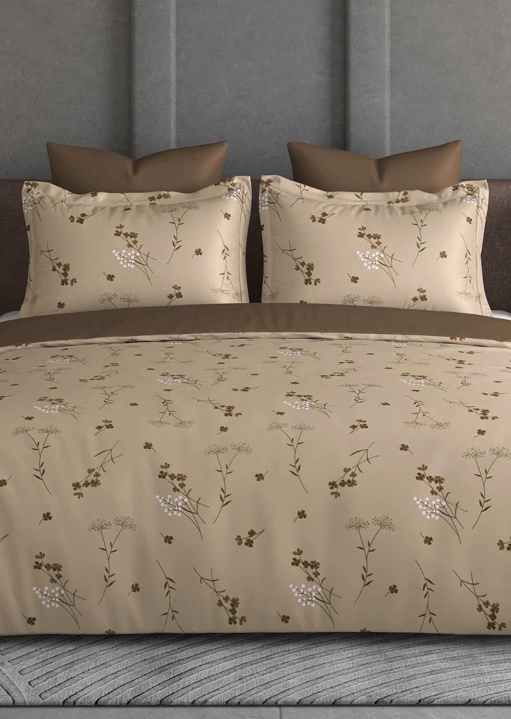 Leaf Tale Collection | 100% Cotton | Floral Design (108"x108"/274cmx274cm) | 600TC Superking Bedsheet