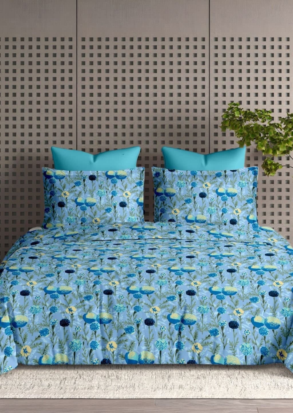Satiny | 100% Cotton | Floral Design (108"x108"/274cmx274cm) | 144TC Superking Bedsheet