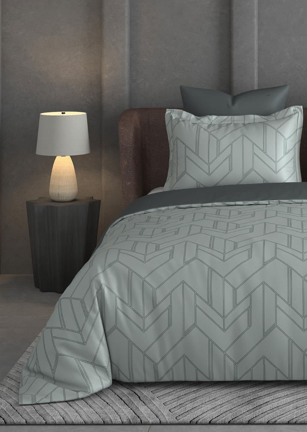Leaf Tale Collection | 100% Cotton | Geometric Design (108"x108"/274cmx274cm) | 600TC Superking Bedsheet view 3