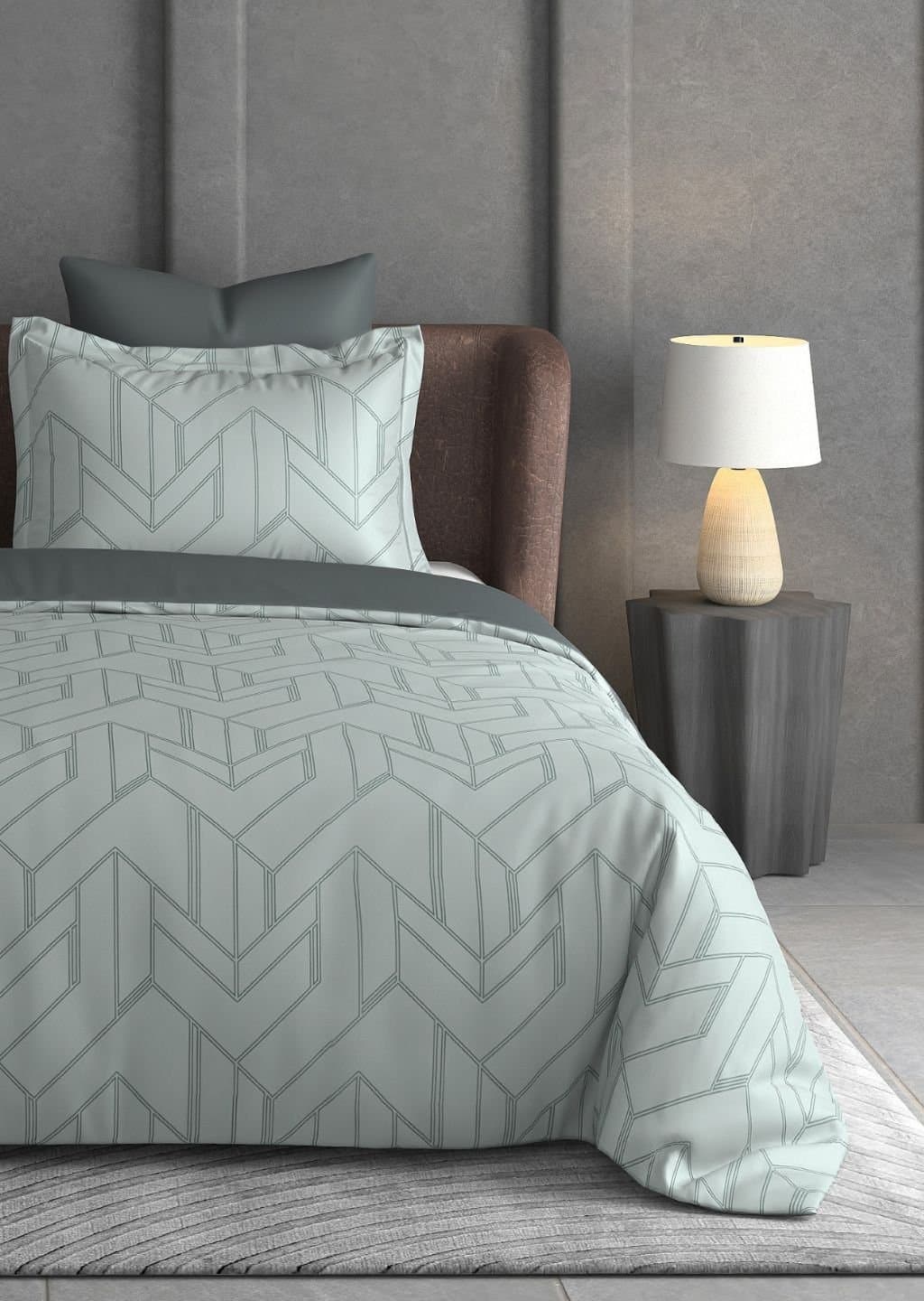 Leaf Tale Collection | 100% Cotton | Geometric Design (108"x108"/274cmx274cm) | 600TC Superking Bedsheet view 4