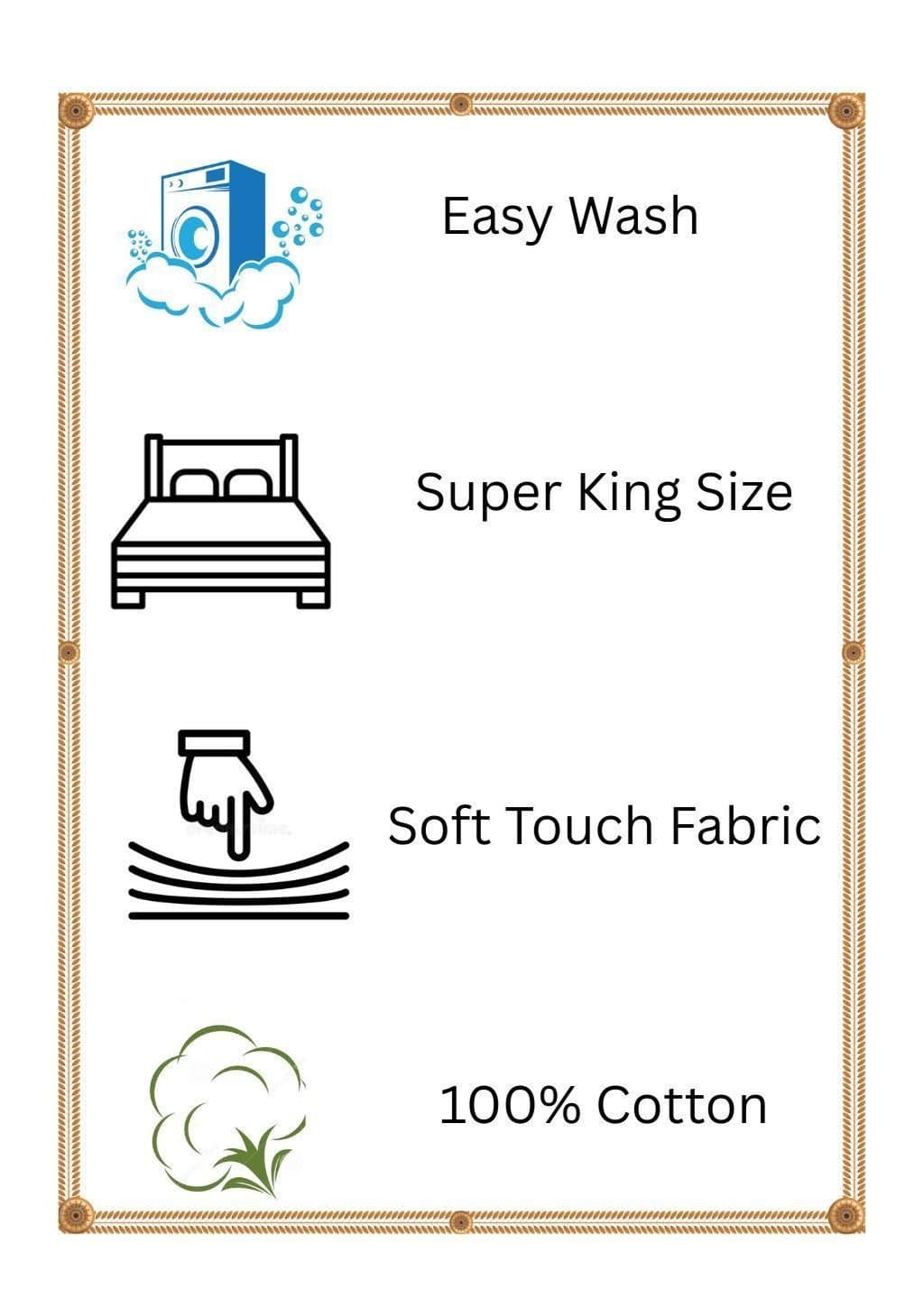 Satiny | 100% Cotton | Camel Design (108"x108"/274cmx274cm) | 144TC Superking Bedsheet view 14