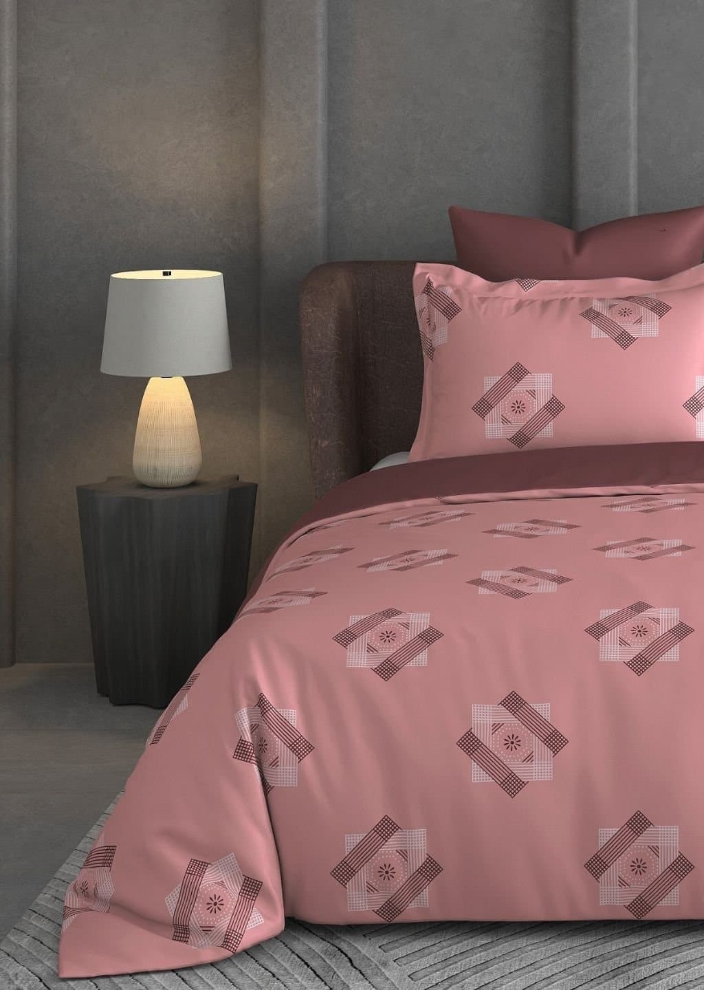 Leaf Tale Collection | 100% Cotton | Geometric Design (108"x108"/274cmx274cm) | 600TC Superking Bedsheet view 3