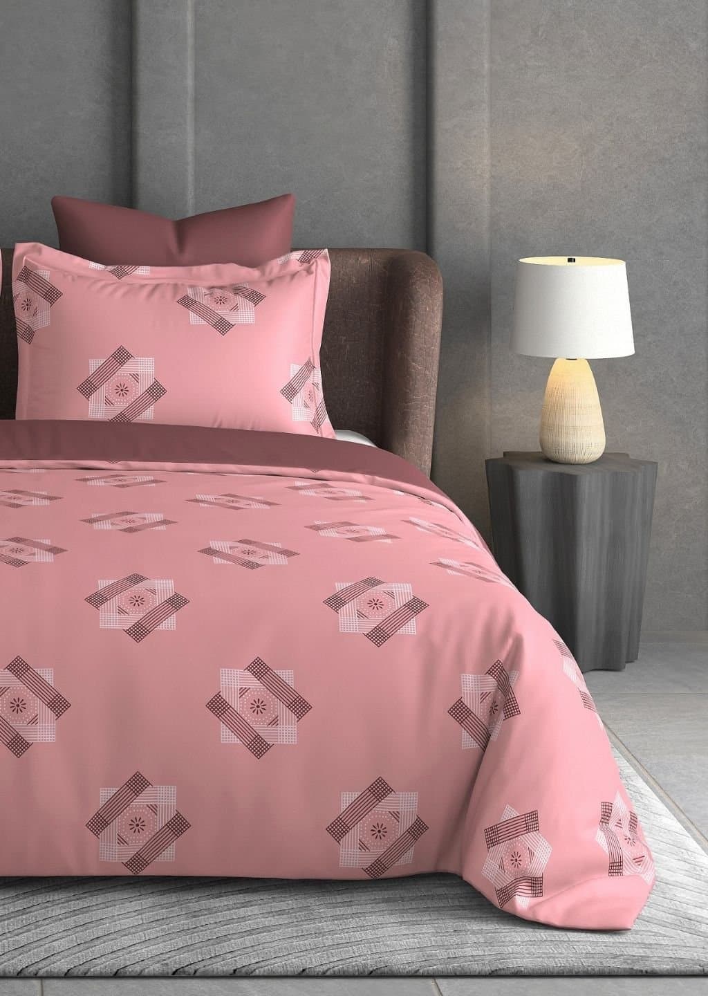 Leaf Tale Collection | 100% Cotton | Geometric Design (108"x108"/274cmx274cm) | 600TC Superking Bedsheet view 4