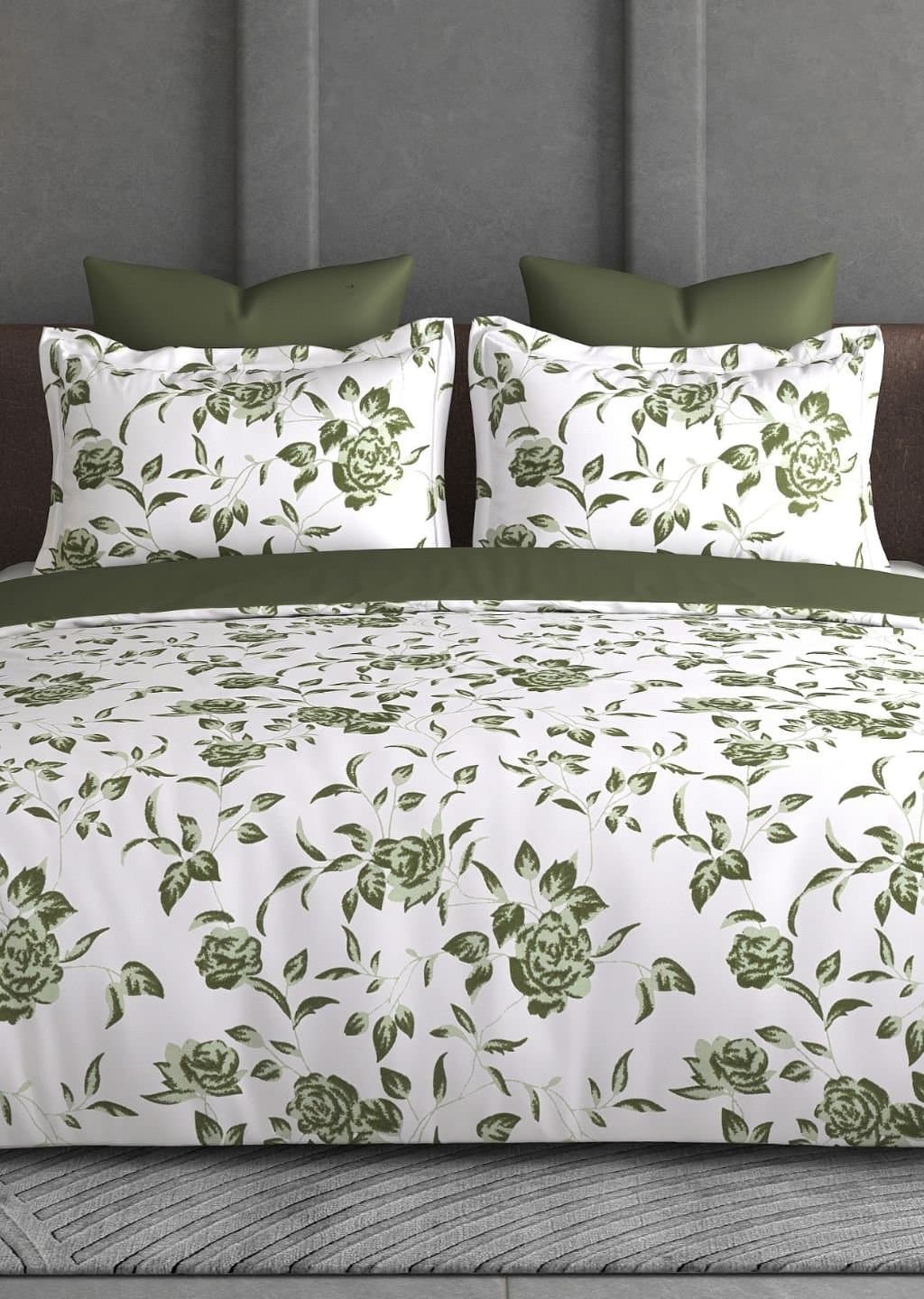 Leaf Tale Collection | 100% Cotton | Floral Design (108"x108"/274cmx274cm) | 600TC Superking Bedsheet view 2