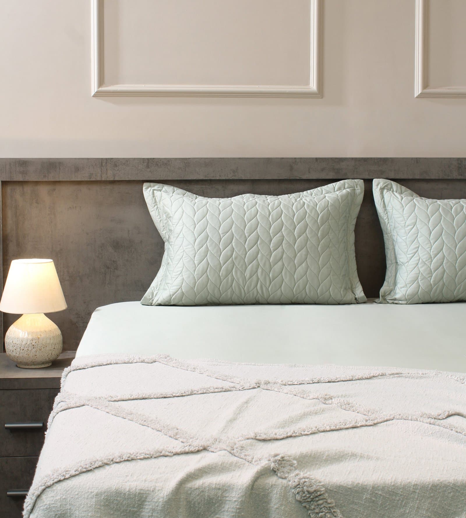 Aura-Quilt Collection | 100% Cotton | Solids | 2 Quilted Pillow Covers | 300TC view 51