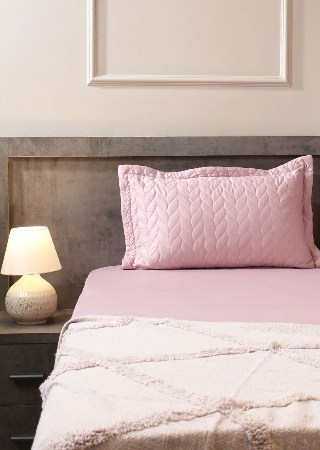 Aura-Quilt Collection | 100% Cotton | Solids | 2 Quilted Pillow Covers | 300TC view 2