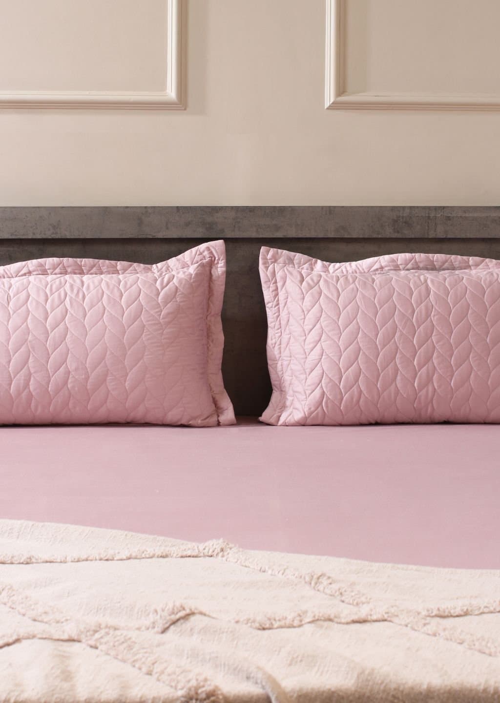 Aura-Quilt Collection | 100% Cotton | Solids | 2 Quilted Pillow Covers | 300TC view 3