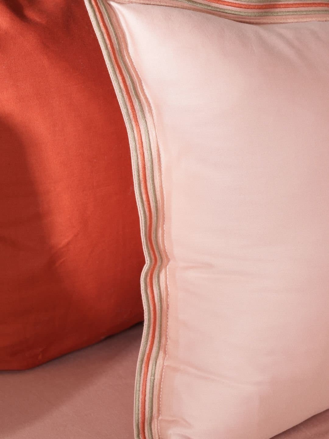 Champagne Rose Embroidered Bedsheet Set | Soft Coral Trail | Designer Embroidery | 1 Bedsheet with 2 Pillow Covers | Luxury Bedroom Décor (108″x108″/274cmx274cm) view 7