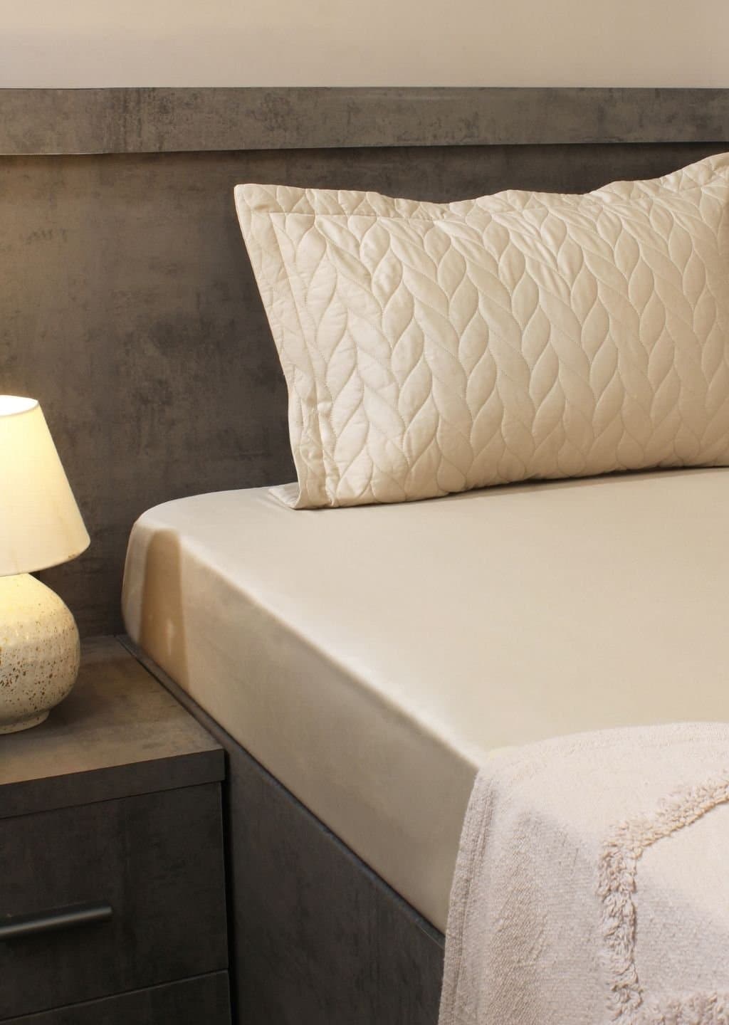 Aura-Quilt Pillow Covers Collection | 100% Cotton | Solids | 300TC | Set of 2 Quilted Pillow Covers | Soft Pearl view 6