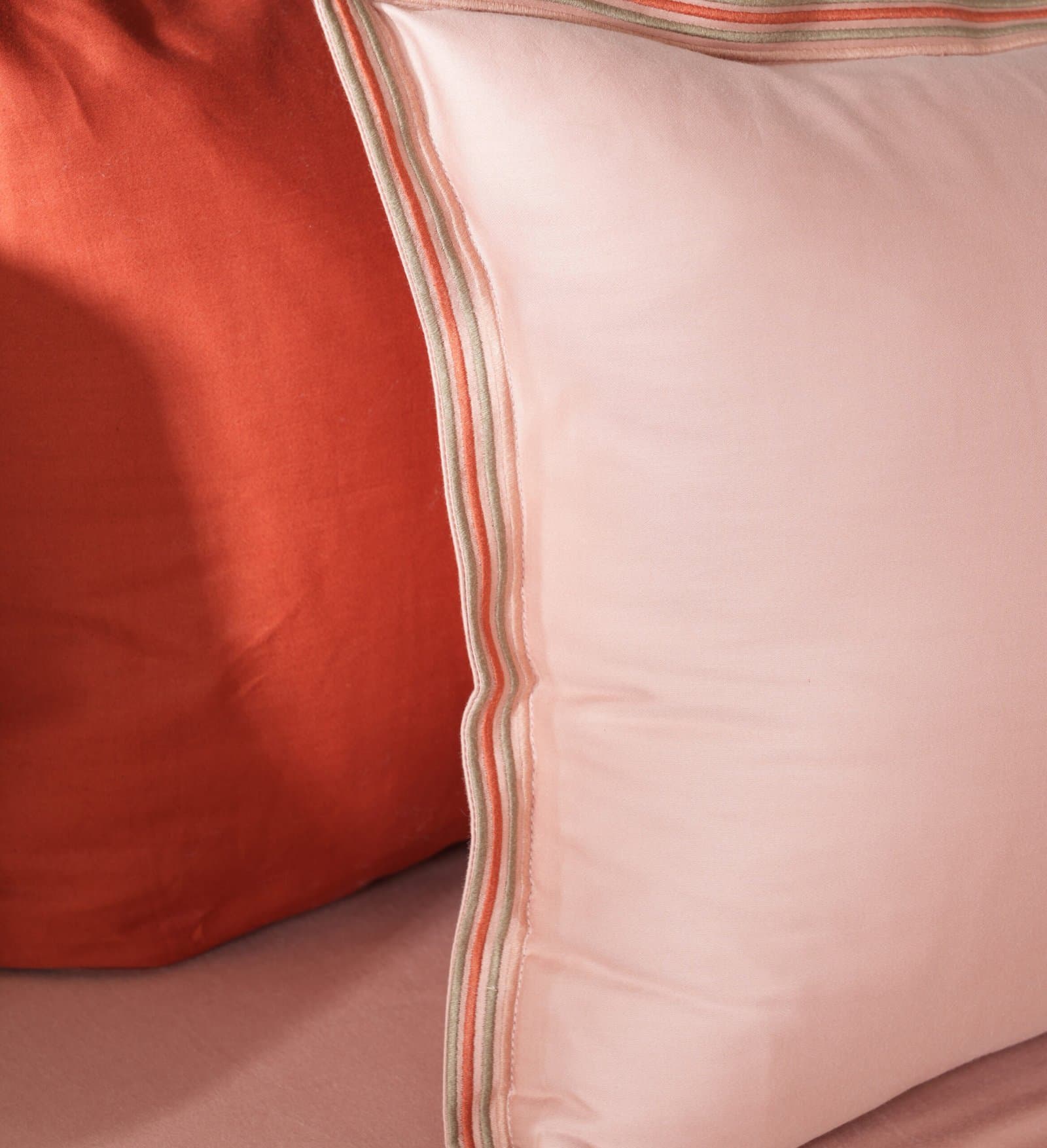 Champagne Rose Embroidered Bedsheet Set | Soft Coral Trail | Designer Embroidery | 1 Bedsheet with 2 Pillow Covers | Luxury Bedroom Décor (108″x108″/274cmx274cm) view 4