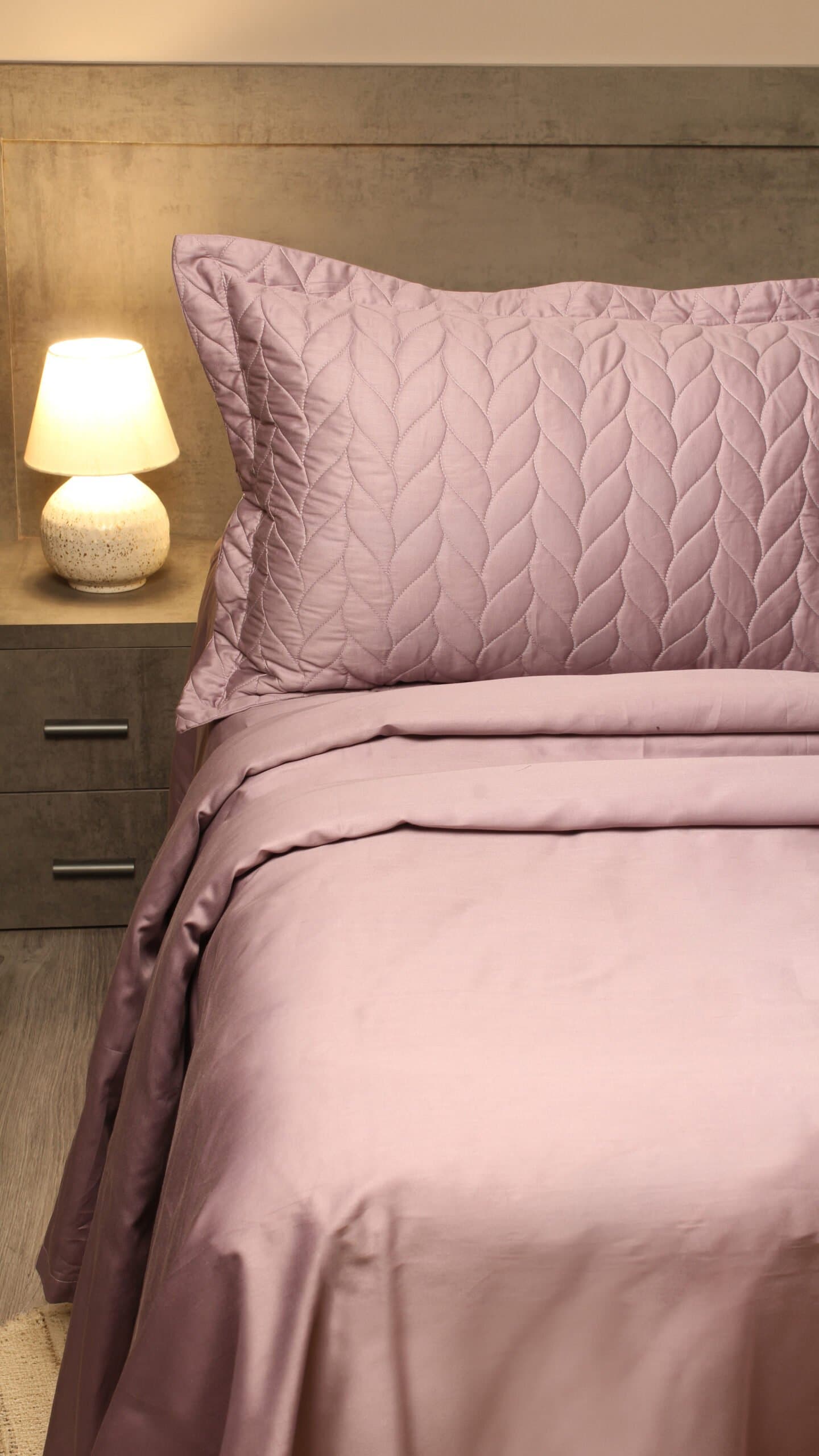 Aura-Quilt Pillow Covers Collection | 100% Cotton | Solids | 300TC | Set of 2 Quilted Pillow Covers | Smoky Lilac